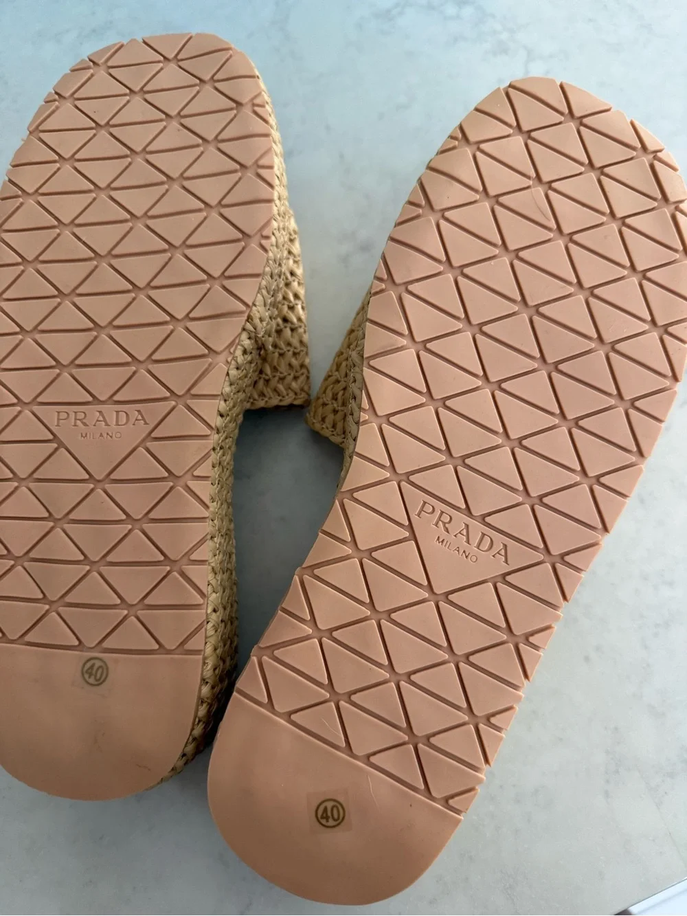 Beige Woven Slide Sandals